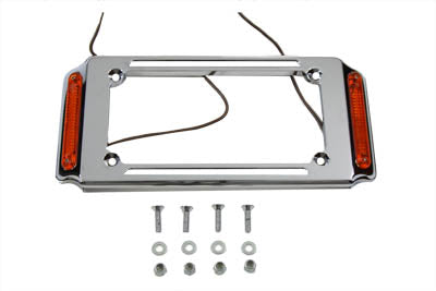 License Plate Frame Chrome with Side Lights - V-Twin Mfg.