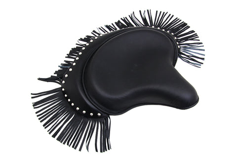 Black Deluxe Solo Seat with Fringe Skirt - V-Twin Mfg.