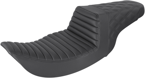 SADDLEMEN Step-Up Seat - Front Tuck-n-Roll/Rear Lattice Stitch - Black 897-06-176