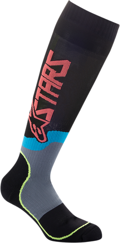 ALPINESTARS MX Plus-2 Socks - Black/Yellow Fluorescent/Coral - Medium 4701920-1534-M