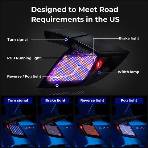 NTXGlow RGB LED Matrix Tail Lights (2016-2020 Honda Civic Hatchback)