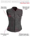 Jessica Women's Motorcycle Leather Vest - Black/Red - Limited Edition