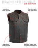 Downside Men's Motorcycle Leather Vest Orange and Green