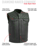 Downside Men's Motorcycle Leather Vest Orange and Green