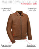 Moto Bomber - Men's Leather Jacket Cognac and Oxblood