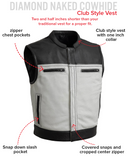 Two Tone Lowrider Perforated Men's Leather Vest White