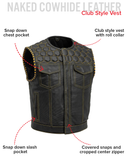 Lowside Hornet Perforated Men's Club Style Leather Vest