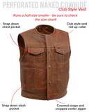 Lowside Men's Perforated Motorcycle Leather Vest Cognac