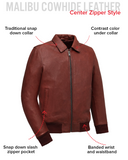 Moto Bomber - Men's Leather Jacket Cognac and Oxblood