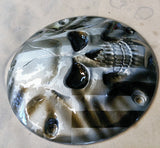 Stretching Skull with American flag Harley derby cover