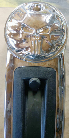 Chrome 3D Punisher Harley touring fuel door