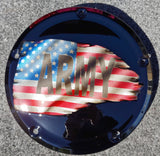Army Tattered flag Harley derby cover black background