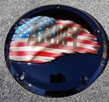 Army Tattered flag Harley derby cover black background