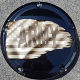 Army Tattered flag Harley derby cover black background