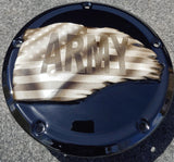 Army Tattered flag Harley derby cover black background