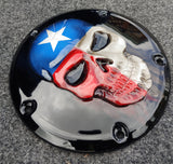 Texas flag gloss black background Harley Derby Cover
