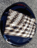 Tattered American Flag with US Army Veteran Harley derby cover