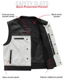 Two Tone Lowrider Perforated Men's Leather Vest White