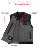 Hunt Club Motorcycle Leather Canvas Vest Grey