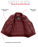 Popstar Women's  Motorcycle Leather Jacket Oxblood