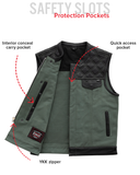 Hunt Club Motorcycle Leather Canvas Vest Green