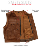 Lowside Men's Perforated Motorcycle Leather Vest Cognac