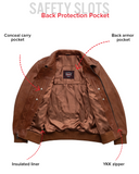Moto Bomber - Men's Leather Jacket Cognac and Oxblood