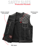 Hunt Club Motorcycle Leather Canvas Vest White Stitch