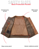 Lowside Men's Motorcycle Leather Vest Cognac