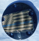 Tattered Thin Blue Line derby cover and points cover