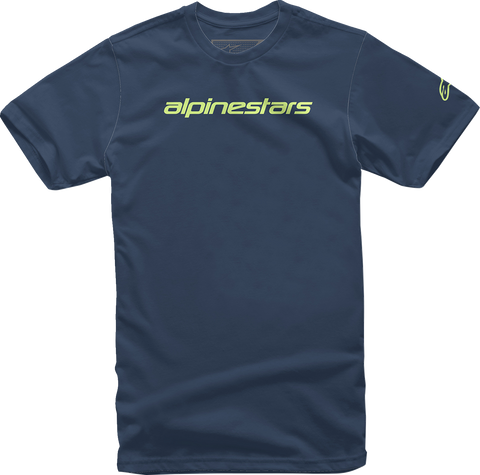 ALPINESTARS Linear Wordmark T-Shirt - Navy/Lime - Medium 1212-720207036M