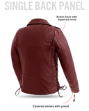Popstar Women's  Motorcycle Leather Jacket Oxblood