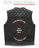 Hunt Club Motorcycle Leather Canvas Vest Black