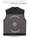 Hunt Club Motorcycle Leather Canvas Vest Grey