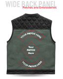 Hunt Club Motorcycle Leather Canvas Vest Green