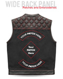 Hunt Club Motorcycle Leather Canvas Vest Black/Red