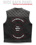 Hunt Club Motorcycle Leather Canvas Vest White Stitch