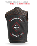 Downside Men's Motorcycle Leather Vest Orange and Green
