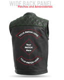 Downside Men's Motorcycle Leather Vest Orange and Green