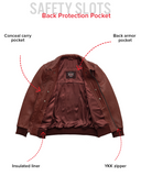 Moto Bomber - Men's Leather Jacket Cognac and Oxblood