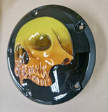 Harley Davidson derby cover and point covers of twisted red skull