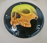Harley Davidson derby cover and point covers of twisted red skull