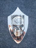 Chrome Harley horn 3D skull with tattered American flag