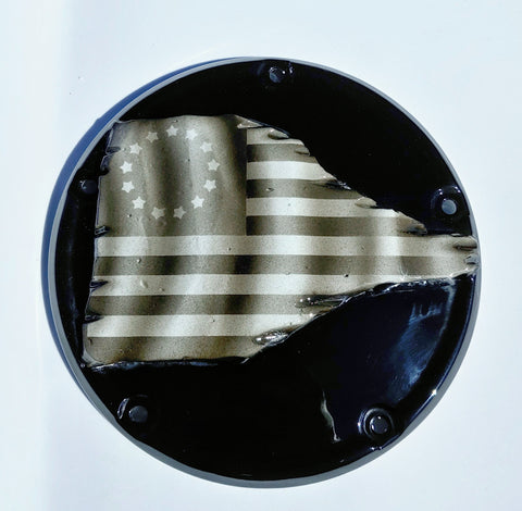 Betsy themed Tattered American Flag Harley derby cover