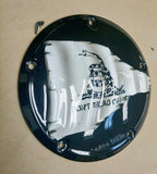 Don't tread on me flag on Harley derby cover