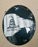 Don't tread on me flag on Harley derby cover
