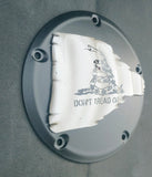Don't tread on me flag on Harley derby cover
