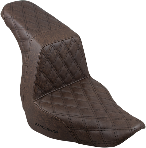 SADDLEMEN Step-Up Seat - Full Lattice Stitch - Brown 818-29-175BR