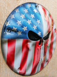 Punisher stretching through full color Flag Harley derby cover