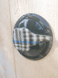 Tattered American Flag Thin Blue line theme Harley derby cover